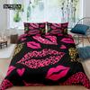 Home Living Luxury 3D Sexy Lips Bedding Set Girl Duvet Cover Set Pillowcase Kids Bedding Set Queen and King EU/US/AU/UK Size