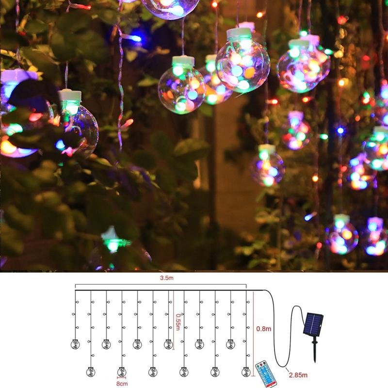 

Solar Fairy Lights Outdoor Waterproof Waterfall Lamp Remote Timer Solar String Light for Christmas Wedding Party Pergola Holiday разноцветный