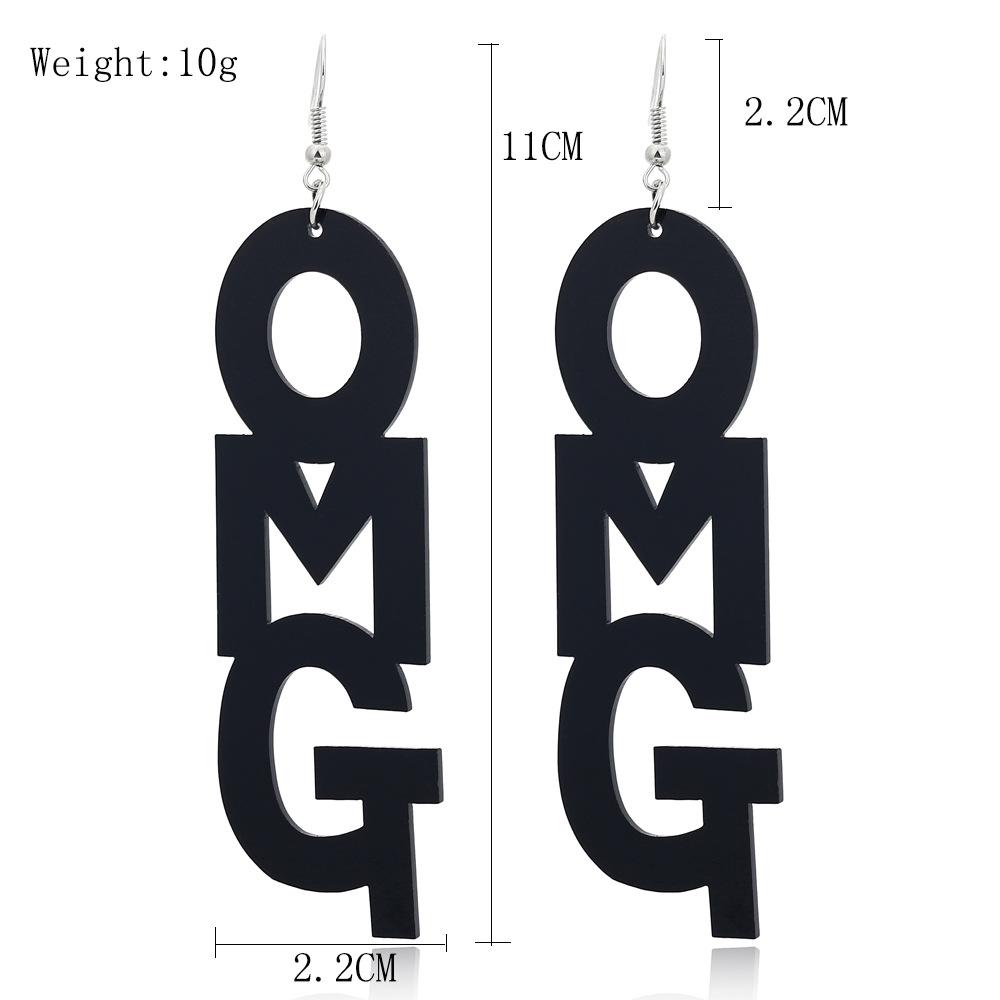 European and American Fashion Acrylic Hip-hop English Letter Earrings