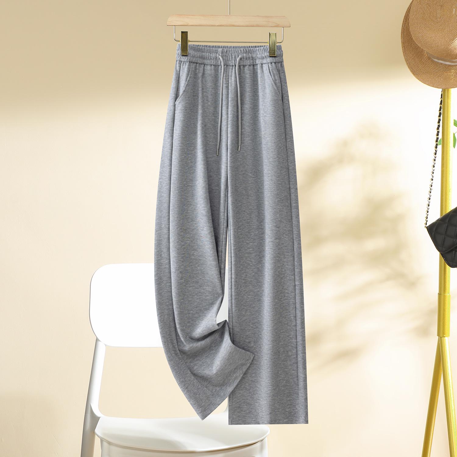 

Женские брюки с высокой посадкой и широкими штанинами - Коллекция весна/осень 2025: Стройнящие, Свободные, Маленький размер, Прямые брюки 30 (125-135 lbs) серый