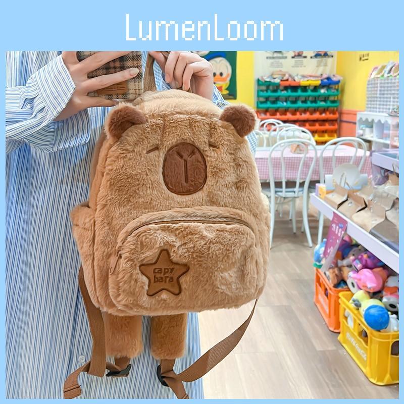 Star Plush Capybara Backpack Animal Cartoon Bag With Adjustable Straps Shoulder