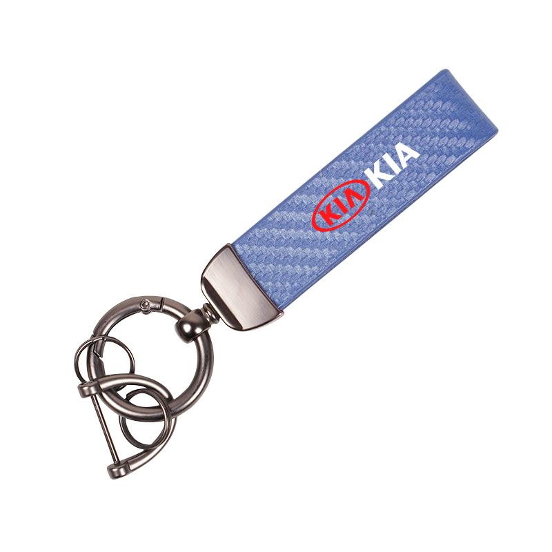 FCQP1 Carbon Fiber Leather Keyrings Car Keychain Accessories For Kia GT-Line Sportage Ceed Rio Picanto Sorento Soul Cerato Venga Forte