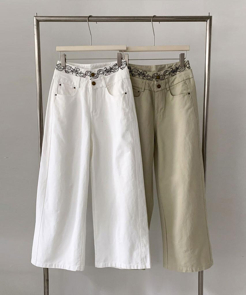 Baseukala High Rise Two Button Cotton Pants (2Colors)