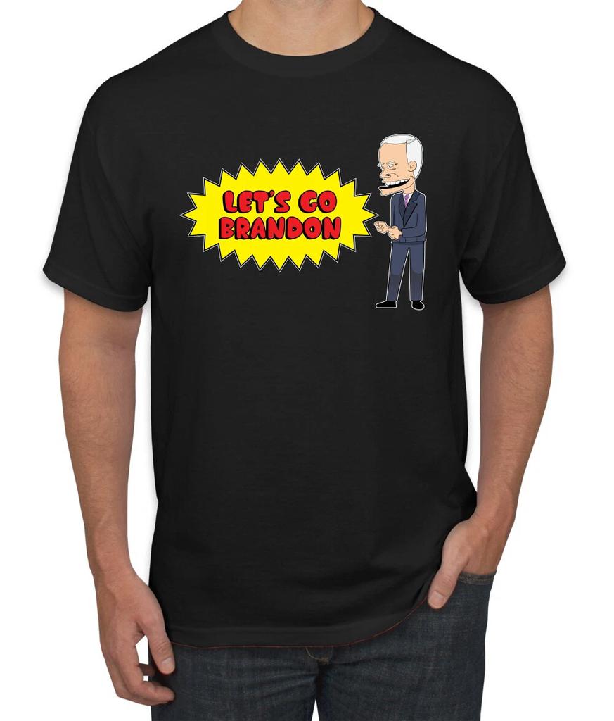 Lets Go Brandon Funny Cartoon Biden FJB Political Men Graphic T- Shirt