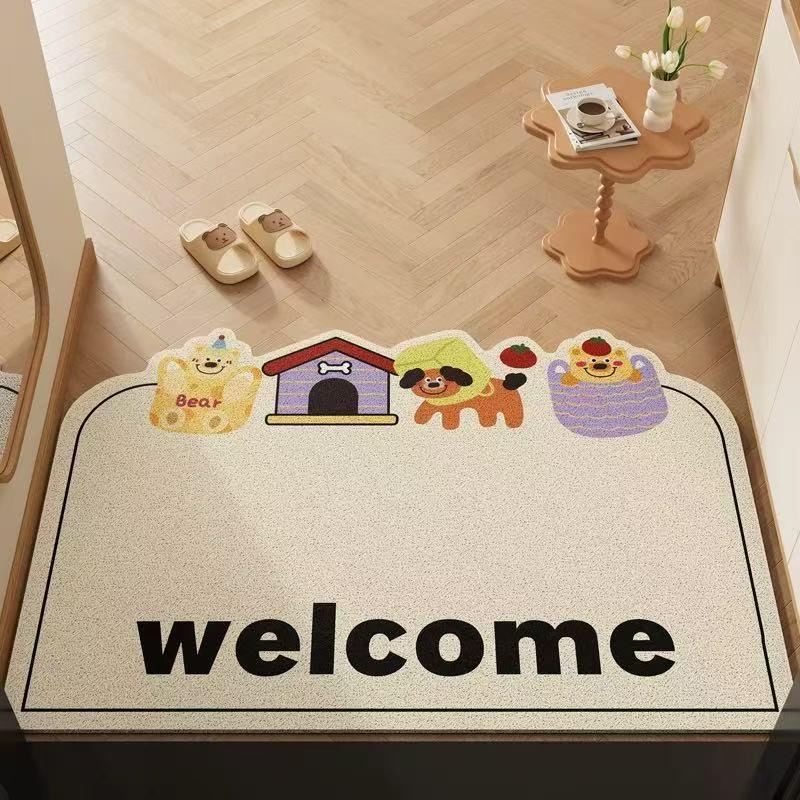 Cute Cartoon PVC Doormat: Non-slip, Dirt-resistant, Cuttable Foot Mat for Home Entrance