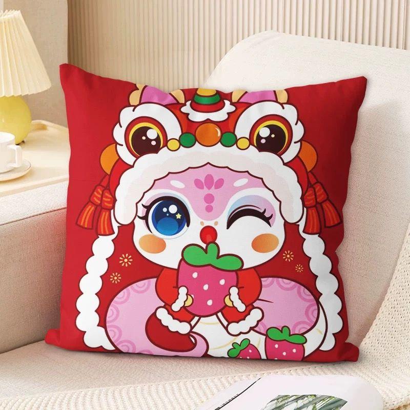 New Snake Double-sided Pillow Red Super Soft Cushion Zodiac Sofa Living Room Festive Decorative Cushion