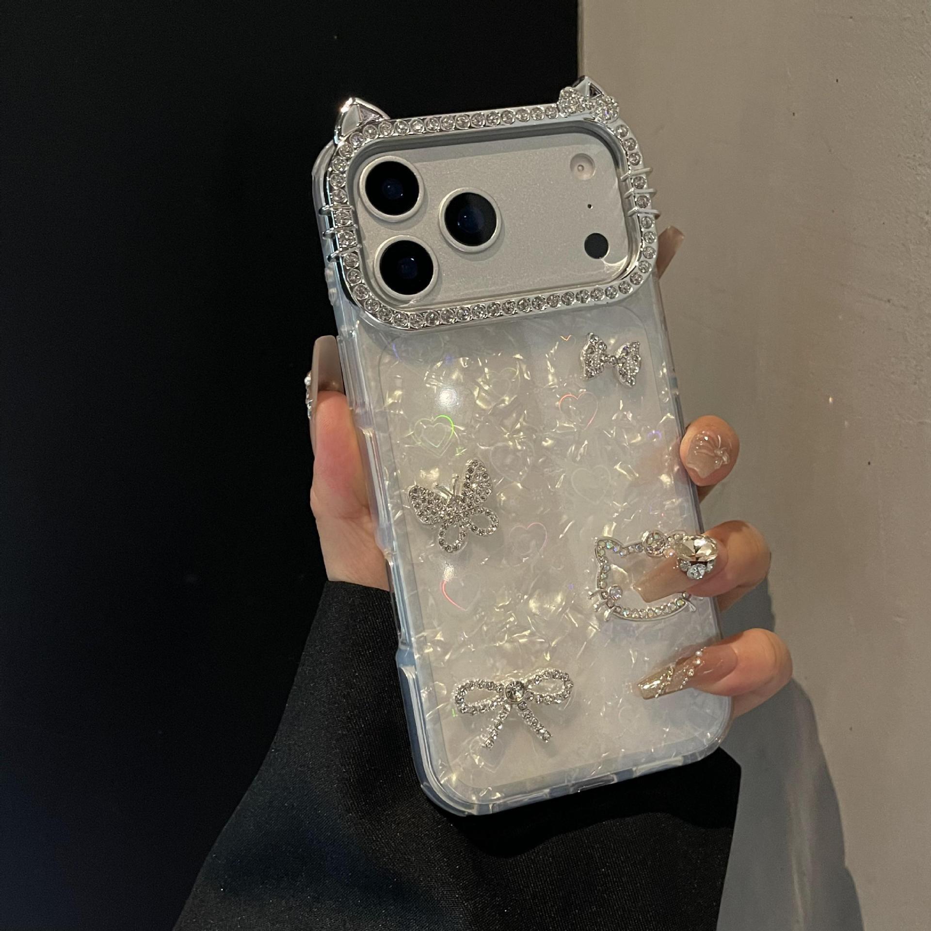 

Cat Ear Heart Shell Pattern Four-Piece Phone Case Set for iPhone 17 Pro Max/16/15/11 iPhone 13