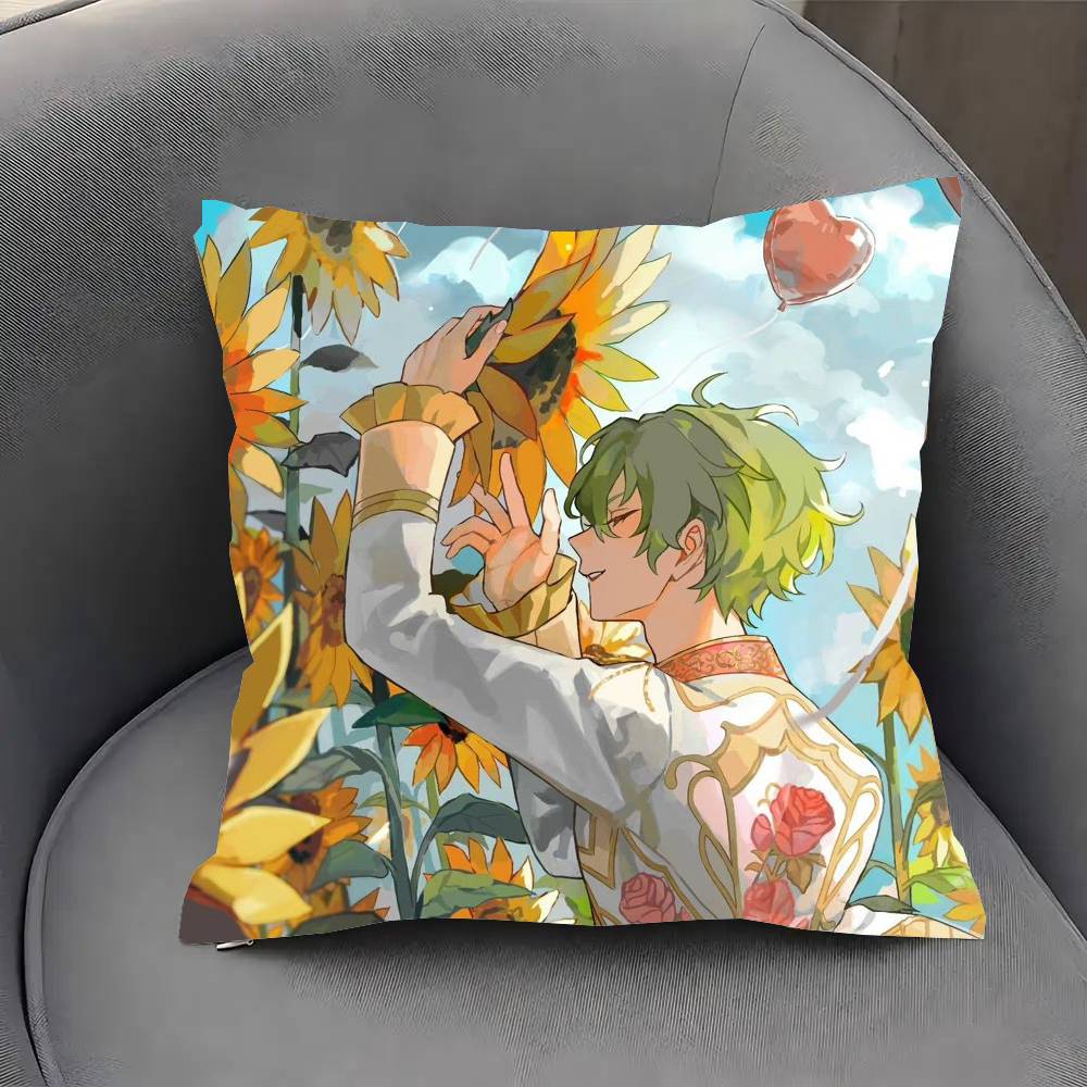 Anime Tomoe Hiyori E-ensemble Stars Pillow Case Fashion Square Pillowcase Bedroom Sofa Room Ins Decoration Leisure