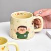 Cartoon Parent Child Cup Parents Milk Breakfast Cup Drinking Water High Temperature Resistance Ceramic Water Cup Household Mug Cute
