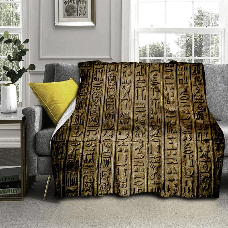 3D Egyptian Pharaoh Hieroglyphics Symbol Blanket,Soft Throw Blanket for Home Bedroom Bed Sofa Picnic Travel Office Cover Blanket
