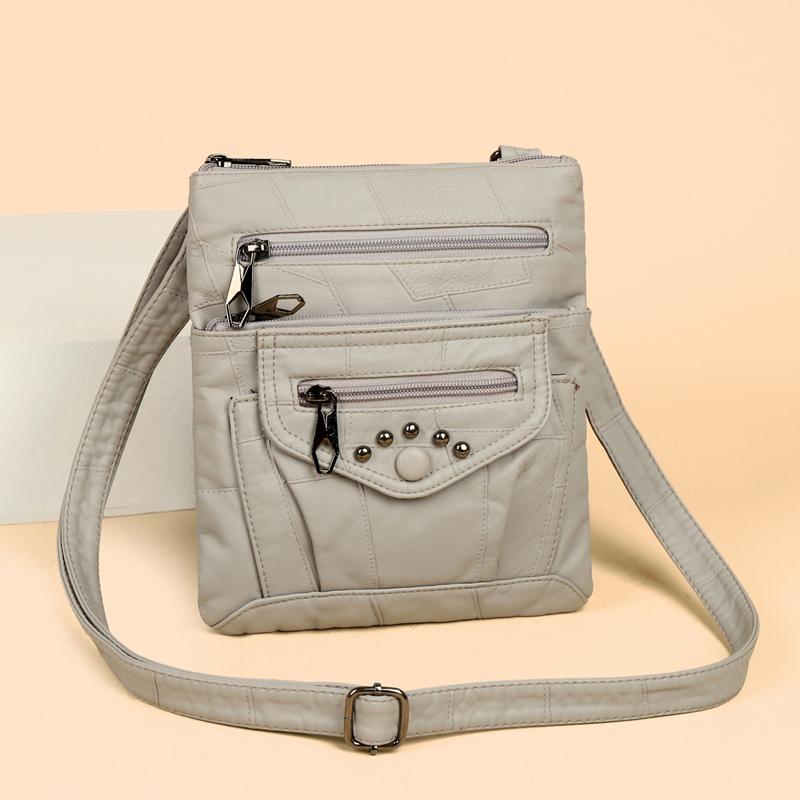 Women's Soft Leather Shoulder Bag Multi-Layer Crossbody Bag