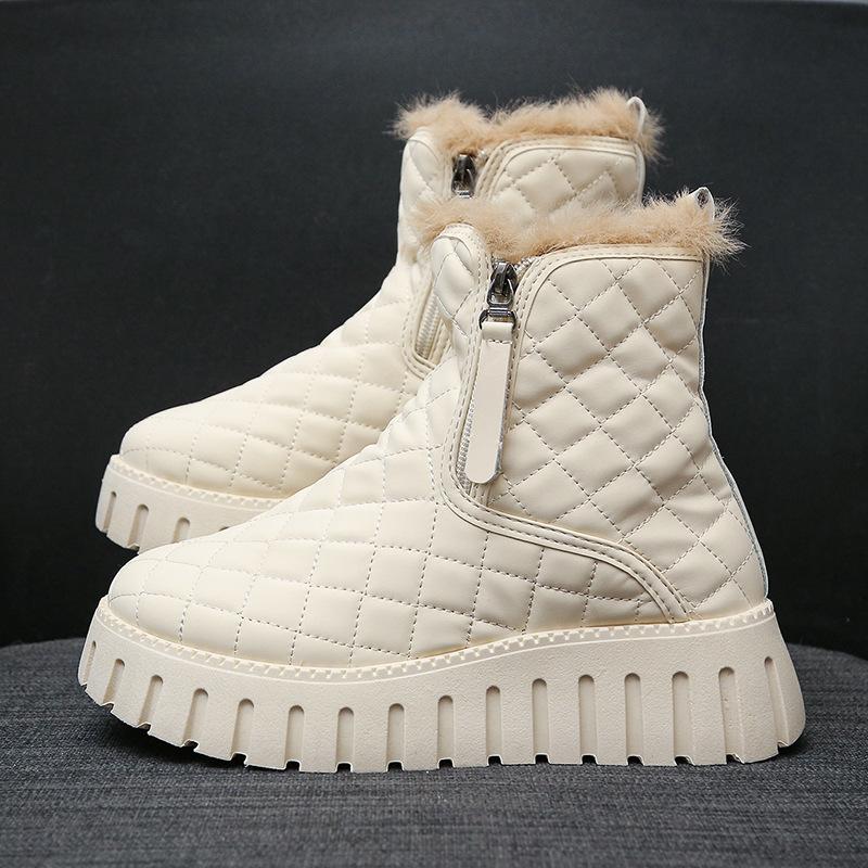 

Thick-soled Snow Boots, New Women s Shoes, Cotton Shoes with Fleece, Casual Bread Cotton Boots 40 бежевий