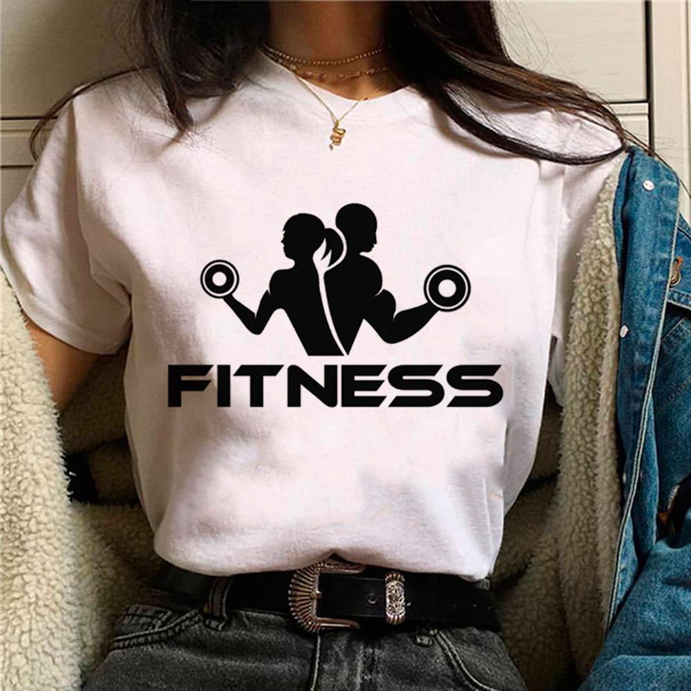 Crossfit Fitness T-shirts Women Manga Graphic Streetwear Top Female 2000s Japanese Designer Clothes