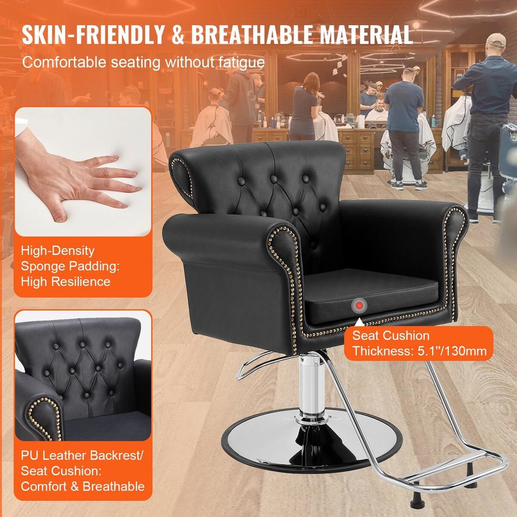 Salon Chair, Barber Chair for Hair Stylist, Styling Chair with Heavy Duty Hydraulic Pump, 360° Swivel Hair Salon Chair with Footrest for Beauty Spa