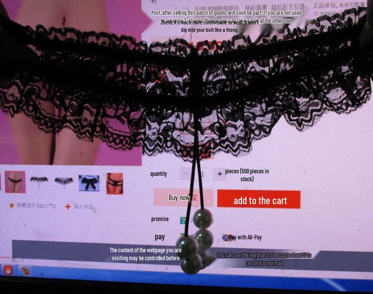 Plus Size Pearl Massage Open Crotch Panties - Sexy Japanese Style with Large Beads