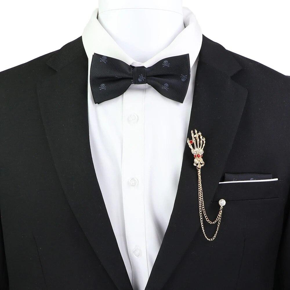 Набір краваток-метеликів, візерунок із зображенням черепа-дракона, чоловіки, платок із метеликами, брошка з китицями, весілля, вечірка на Хелловін,