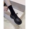 British Style Platform Leather Shoes Women's New Autumn Versatile Black Dress Pumps Muffin Loafers