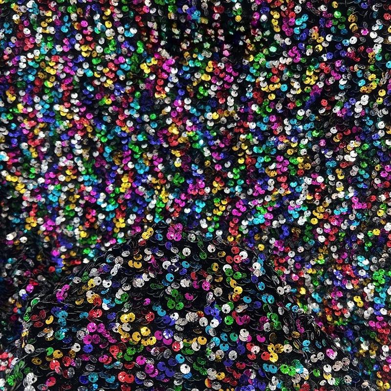 1/3 yard Colorful Shiny Sequin Fabric Oil Glossy Tulle Dress Wedding Dress Material Various Styles Home Clothing Embellishm