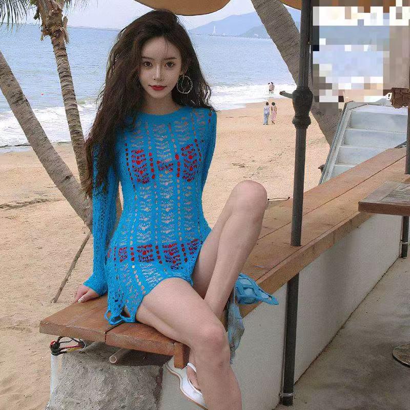 

2025 Chic Knit Bikini & Cover-Up Set with Underwire Push-Up Swimsuit for Spring Beach Vacations M