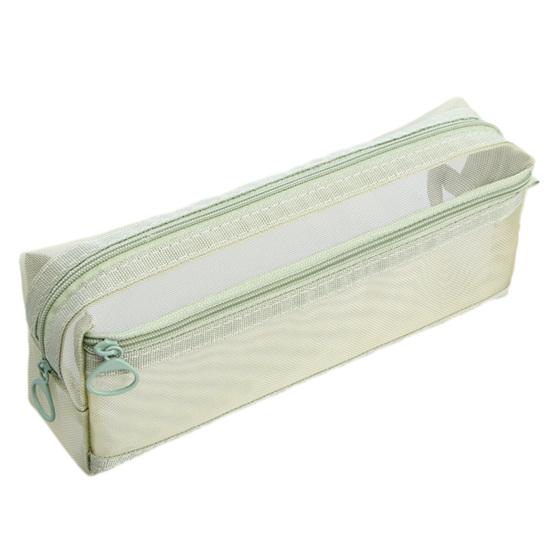 Pencil Case Double-Layer Large Capacity Transparent Mesh Students Exams Stationery Organizer Break-resistant Pencil Bag