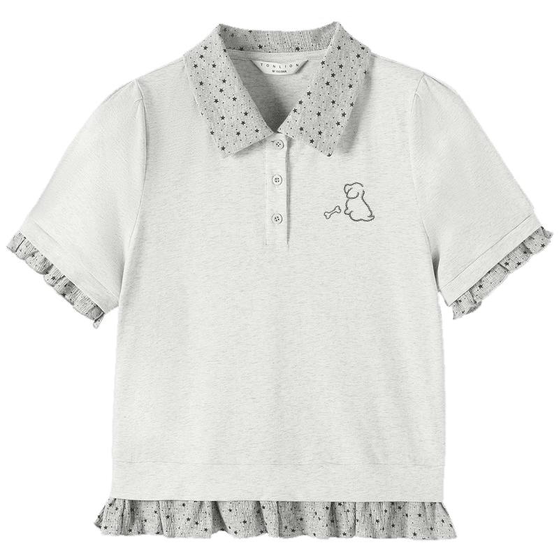 TonLion Women s Faux Two-Piece Short Sleeve Polo Shirt M
