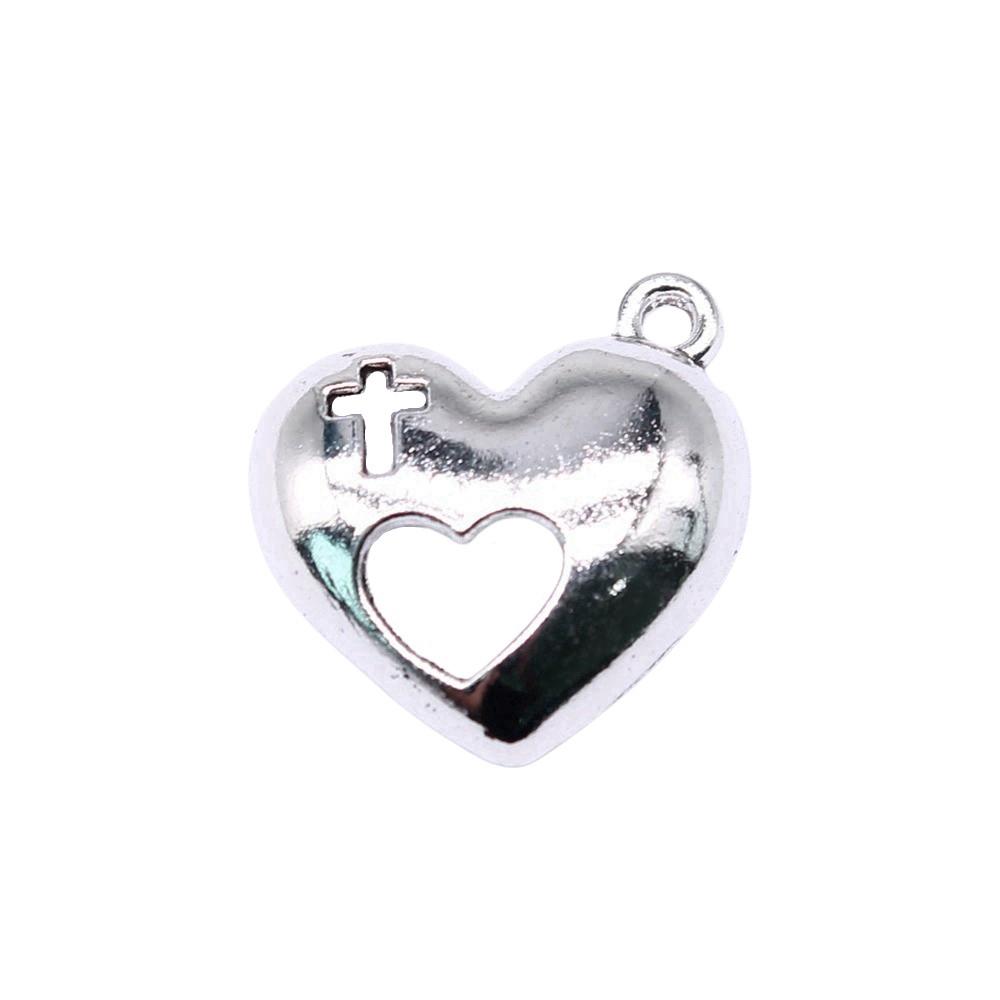 Filigree Heart Charms Antique Alloy Pendants For Vintage Floral Jewelry