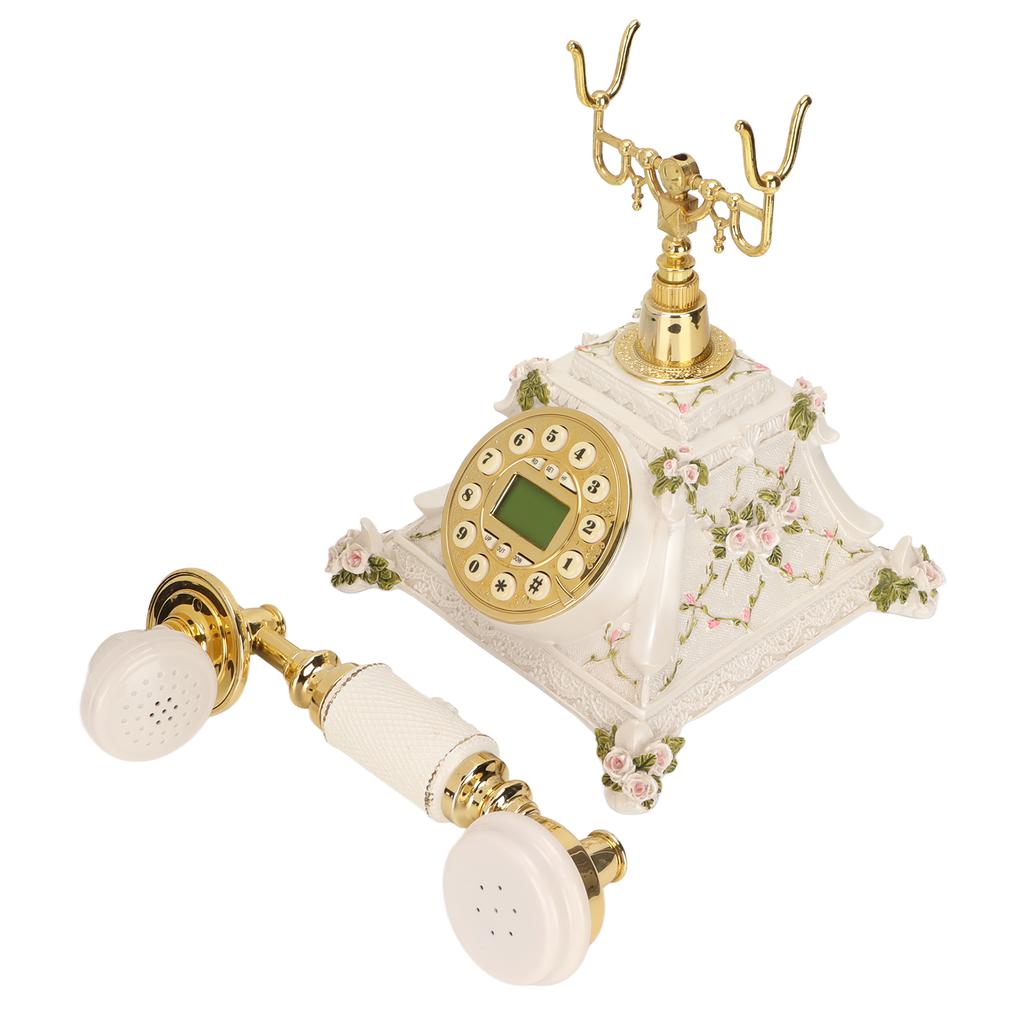 Vintage Telephone Button Dialing Hands Free Old Fashioned Landline with LCD Display for Home Cafe