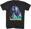 Halloween Neon Moon Men's T Shirt Horror Movie Ensemble Michael Myers Killer Black