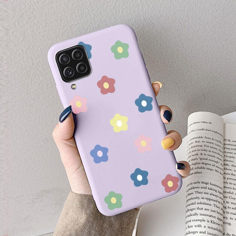 Hülle Für Samsung A12 5G M12 F12 A 12 Süßes Herz Blume Rückseite Weiches Silikon Matt Schutzhülle Für Samsung Galaxy A12 5G