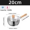Stainless Steel Snow Flat Pan Japanese Style Wooden Handle Milk Pan Uncoated Household Baby Food Supplement Pot Instant Noodles