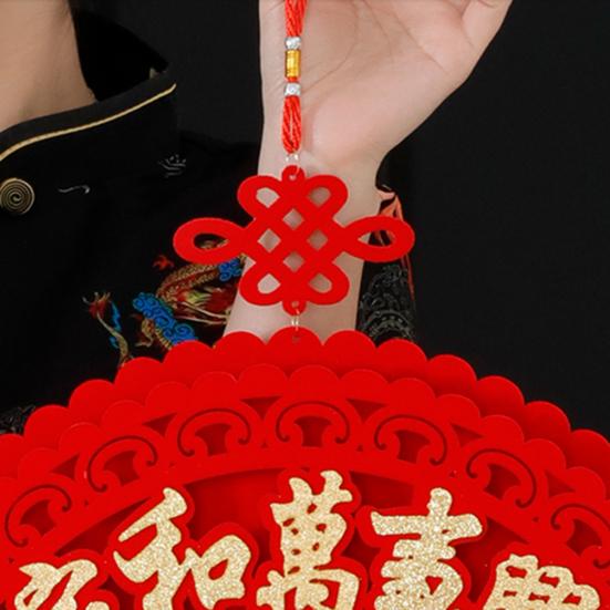 Chinese New Year Decoration Red Fu Character 3D Fan Shaped Hanging Pendant