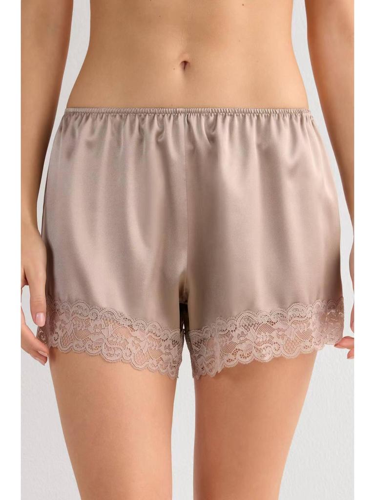 Women's Anti-Exposure Satin Lace Base Layer Shorts - Plus Size, Ice Silk, Summer Thin, Wearable Outdoors