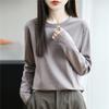 Women's Crew Neck Long Sleeve T-Shirt Regular Fit Elegant Lady Style Mercerized Cotton Solid Color Spring Casual Versatile Basic Layering Top