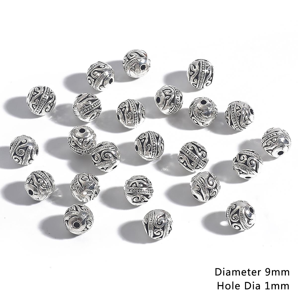 

10-50 шт. разноцветные тибетские серебряные круглые металлические бусины ручной работы, молитвенные разделительные бусины, подходят для ювелирных браслетов «сделай сам» 10 9mm 10pcs серебряный
