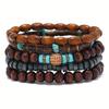 Minimalist Chic Men's Wood Bead Bracelet Set (5pcs) – No Plating/No Mosaic Spiritual Accessory, Perfect Holiday/Birthday Gift