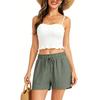 Pantaloncini Casual da Donna a Vita Alta con Tasche Estate Vestibilità Larga Vita Elastica Coulisse Gamba Larga