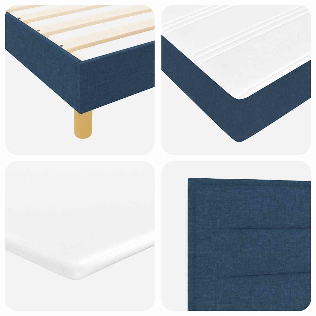 Box Spring Bed with Pillows and Headboard Blue 200 X 200 Cm Fabric