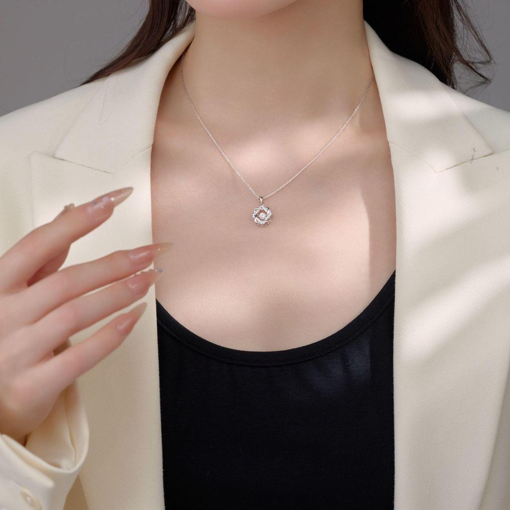 S999 Sterling Silver Zircon Eight-Pointed Star Necklace - Simple, Sweet, and Versatile Clavicle Chain