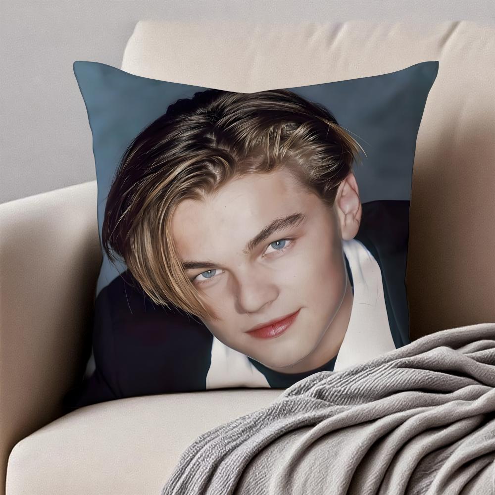 Handsome Actor lLeonardo DiCaprio Cushion Cover Pillowcase Antidustmite Invisible Zipper Short Plush Sofa Cushion