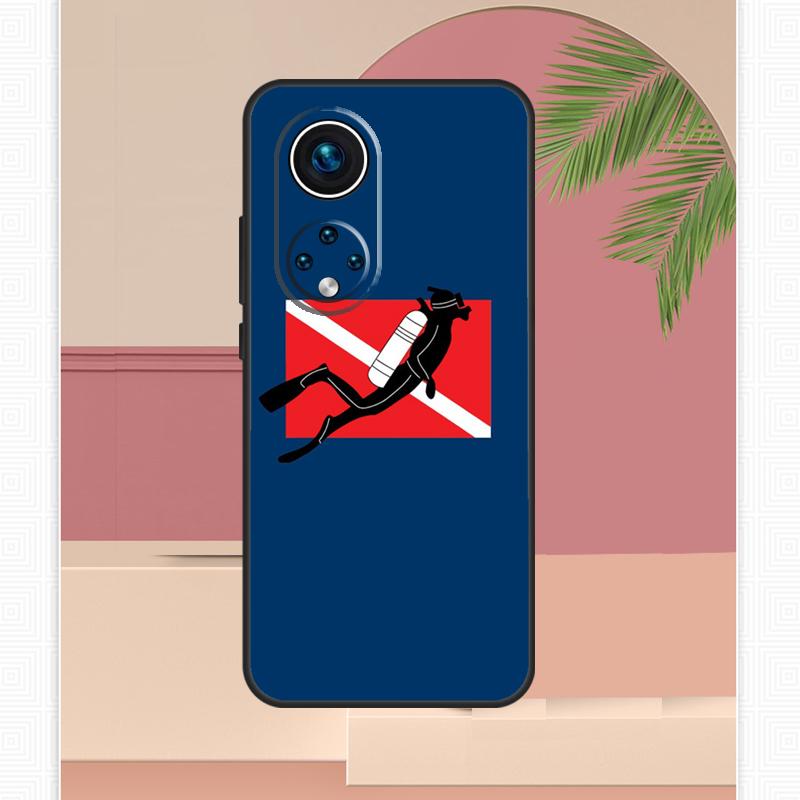 Чехол для дайвинга с флагом  Diver Down  для Honor Magic 5 6 7 8 Pro Honor 400 Lite 200 X9c X9b X9a X8b X8a X8c 50 70 90 Чехол Honor 200