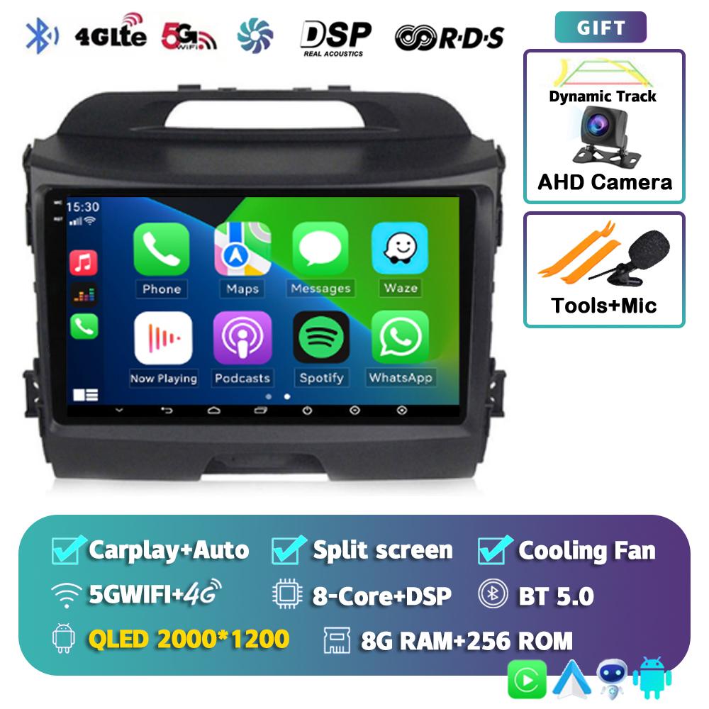 Android 14 Wireless CarPlay Auto Car Radio For KIA Sportage 3 2010-2015 2016 4G+WIFI Multimedia Video Player GPS 2din Autoradio