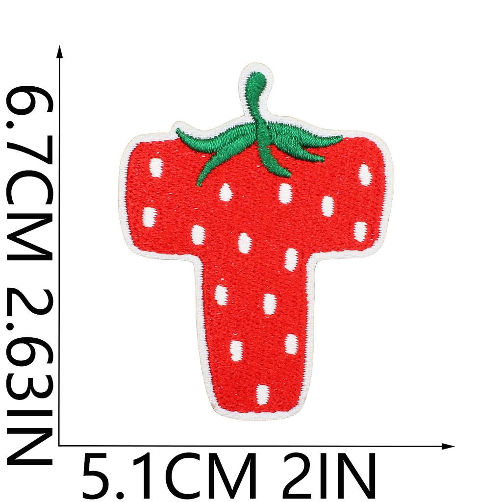 Strawberry English Letter Embroidery Cloth Sticker Bag Decoration 26 English Text Patch Stickers Heat Transfer Computer Embroidery Label