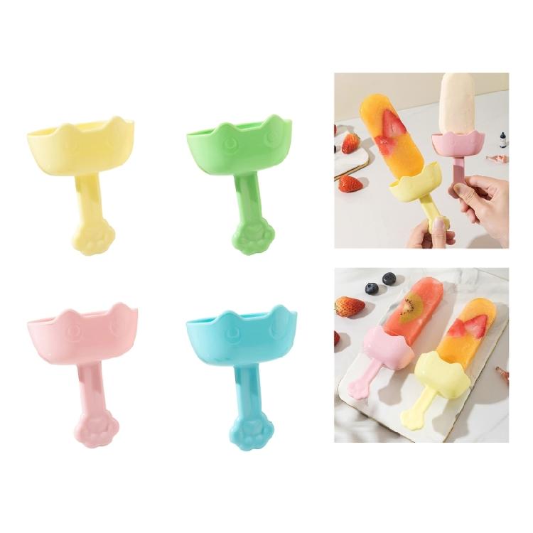 4pcs Spill Proof Ice Lollys Holder Cat Shaped Ice Cream Storage Rack for Kids