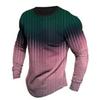 T-shirt da uomo a maniche lunghe con scollo rotondo, a righe, stampate digitalmente, alla moda, stile di strada