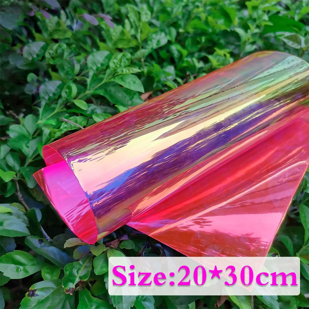 A4 Multicolor Iridescent Holographic Clear Transparent PVC Fabric Leatherette Laser Rainbow Film Vinyl Craft Bag Earring DIY Bow