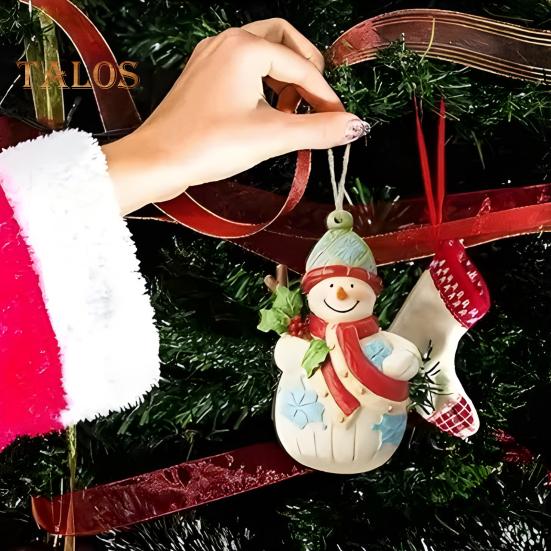 9/18 Pcs Snowman Pendant Wooden Christmas Hanging Ornament Painted Hanging Snowman with Twine for Xmas Tree Holiday Decor
