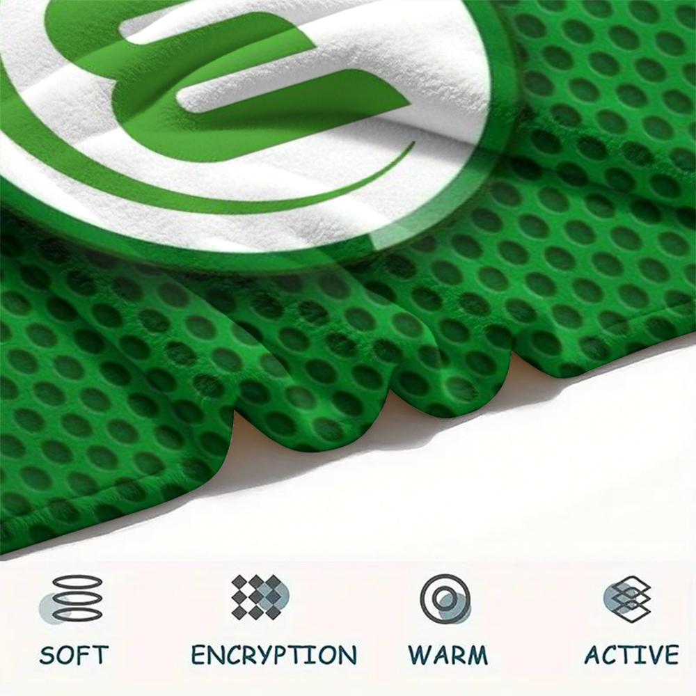 1 szt. Koc flanelowy z nadrukiem VfL Wolfsburg, Wysokiej jakości, Wygodny na wszystkie pory roku, Wystrój domu, Ciepło i komfort, Idealny na prezenty świąteczne101