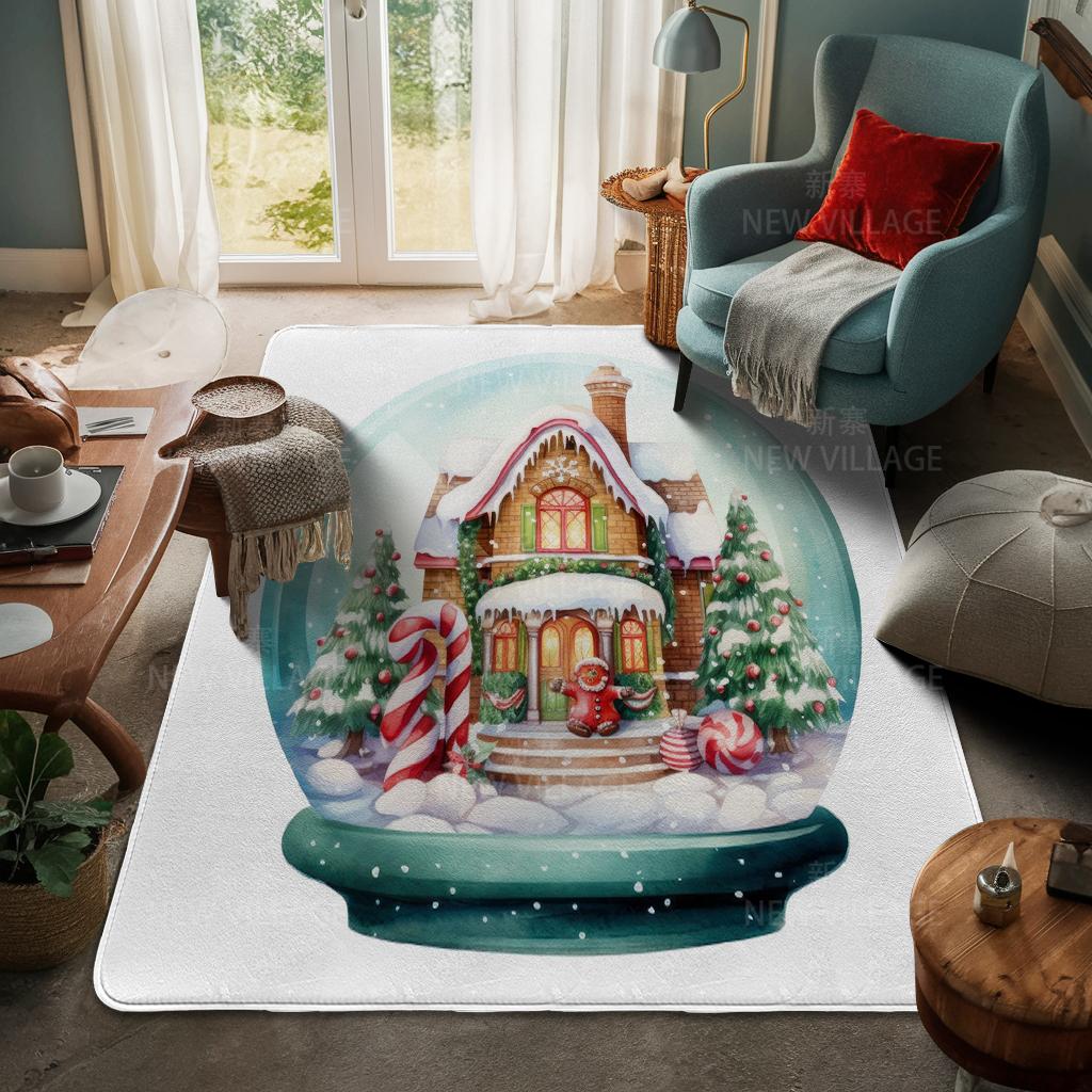 House Entrance Carpet Home Door Mat Living Room Bath Foot Bathroom Non-slip Water Absorption Rugs Bath Merry Christmas Winter