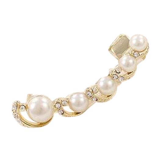 1Pc Women Rhinestone Faux Pearl Ear Clip Cuff Earring for Left Ear