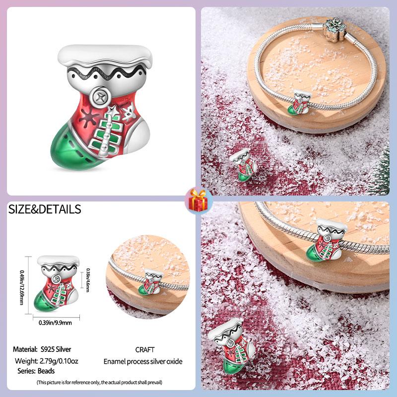 Copper Christmas Collection Elk Boots Charm Pendant Bead Charms Compatible With Authentic Bracelets for Women Valentine Day Jewellery Gifts